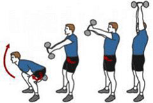 A person is performing a Dumbbell Swing.